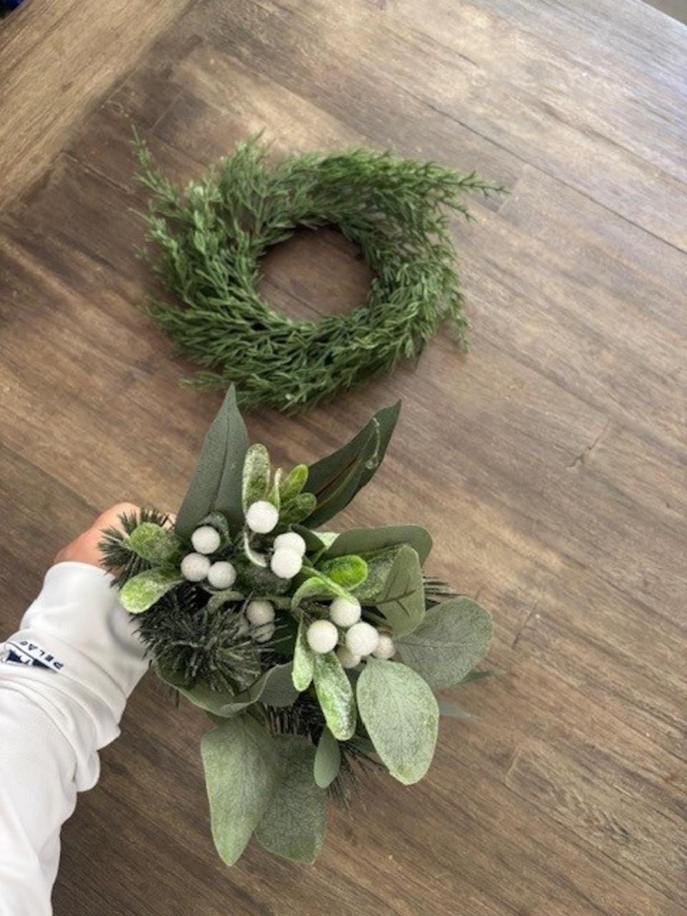 Christmas Florals and Mini Faux Cedar Wreath
